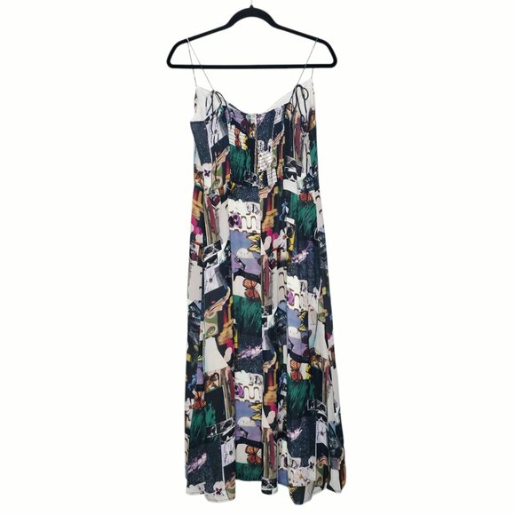 Reformation Juliette Decoupage Mixed Media Print Black Midi Dress‎ Size 12 - Picture 7 of 11